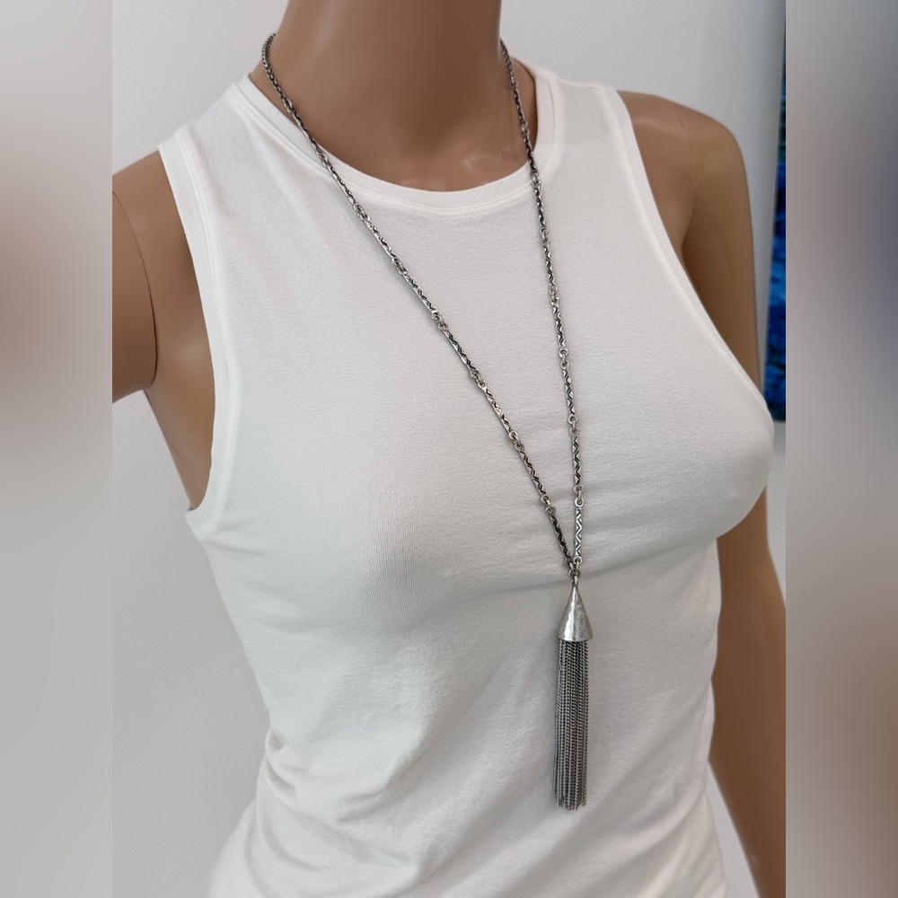 Super Cool, Boho-Chic Lucky Brand Silvertone Statement Necklace, Adjustable